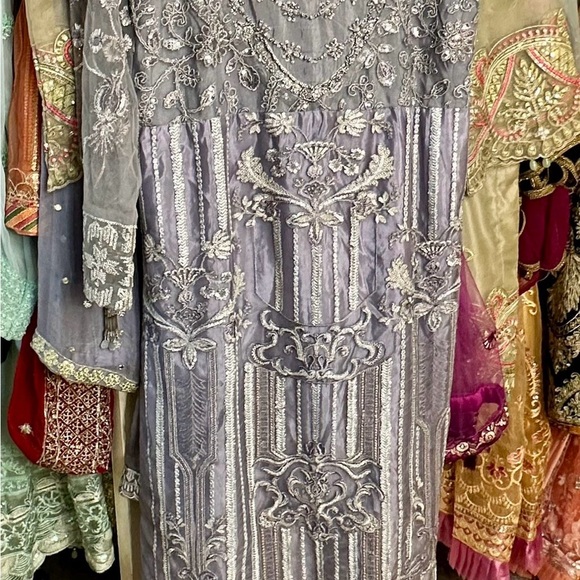 ZebTan Grey Indian/Pak dress with real Hand work & Embroidery check my listing - Picture 5 of 6